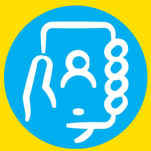 Icon of hand holding a phone