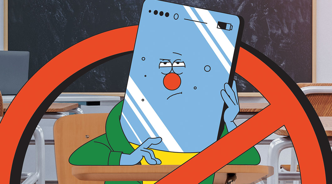 Illustration of a banned phone in school